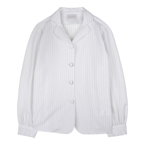 iuw1080 waist string stripe blouse (white)