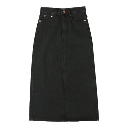 iuw991 back slit long skirt (black)