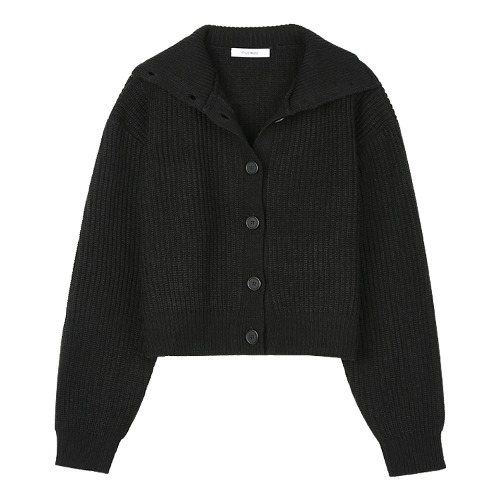 iuw1290 high neck button cardigan (black)